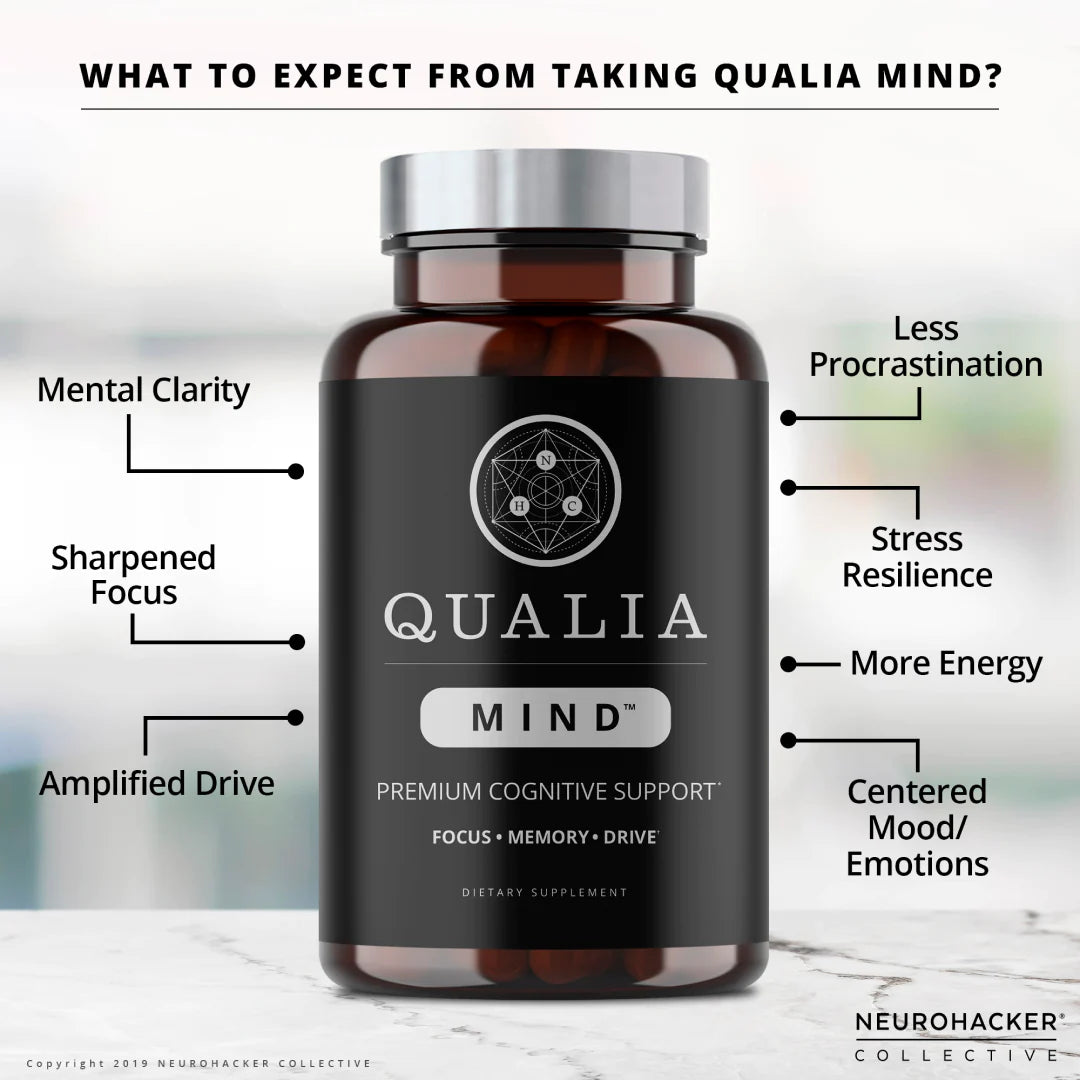 Qualia Mind Nootropics | Top Brain Supplement for Memory, Focus, Mental Energy, and Concentration with Ginkgo Biloba, Alpha GPC, Bacopa Monnieri, Celastrus Paniculatus, DHA & More.(154 Ct)