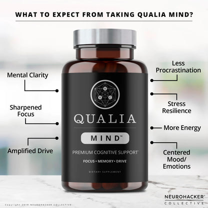 Qualia Mind Nootropics | Top Brain Supplement for Memory, Focus, Mental Energy, and Concentration with Ginkgo Biloba, Alpha GPC, Bacopa Monnieri, Celastrus Paniculatus, DHA & More.(154 Ct)