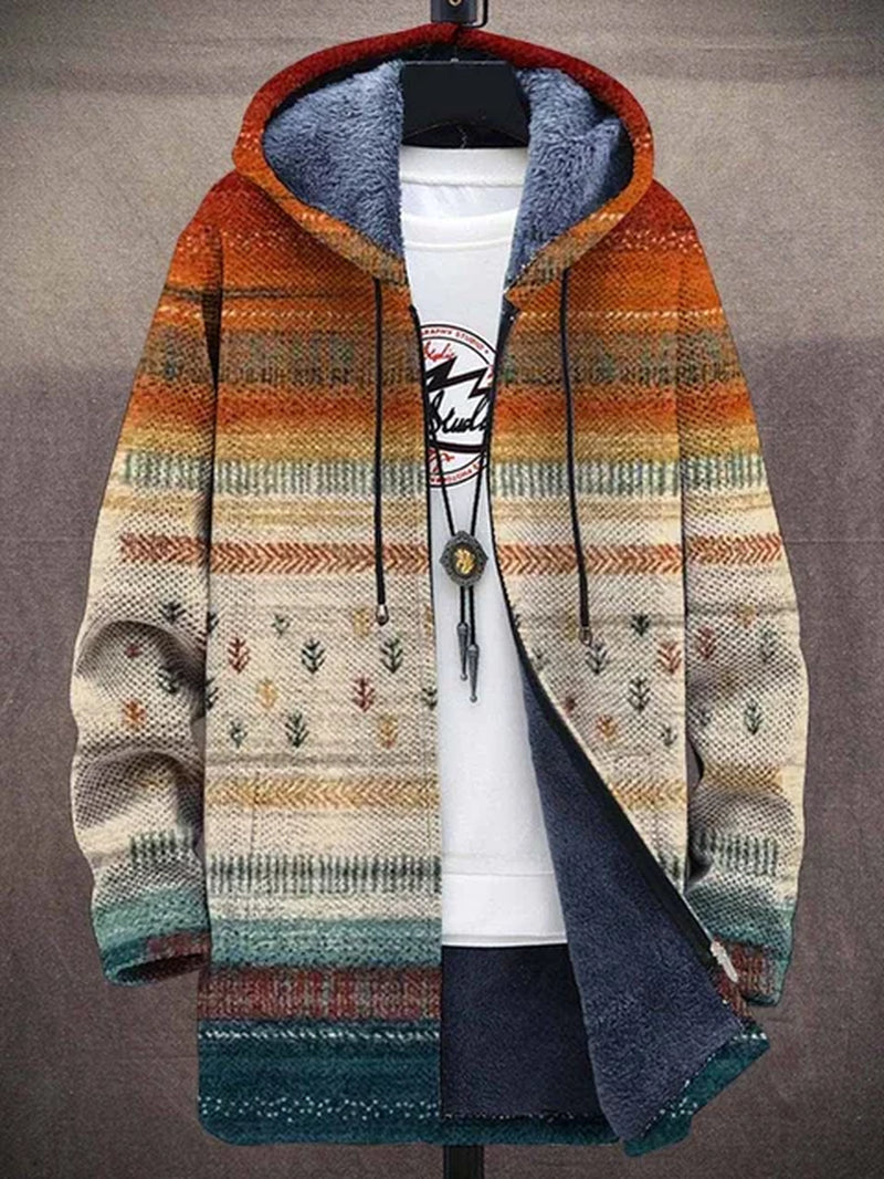 Men'S Coat Zipper Shirt Autumn and Winter Warm Sports Ski Street Casual Jacket 2023 New Warm Fashion Retro Graffiti