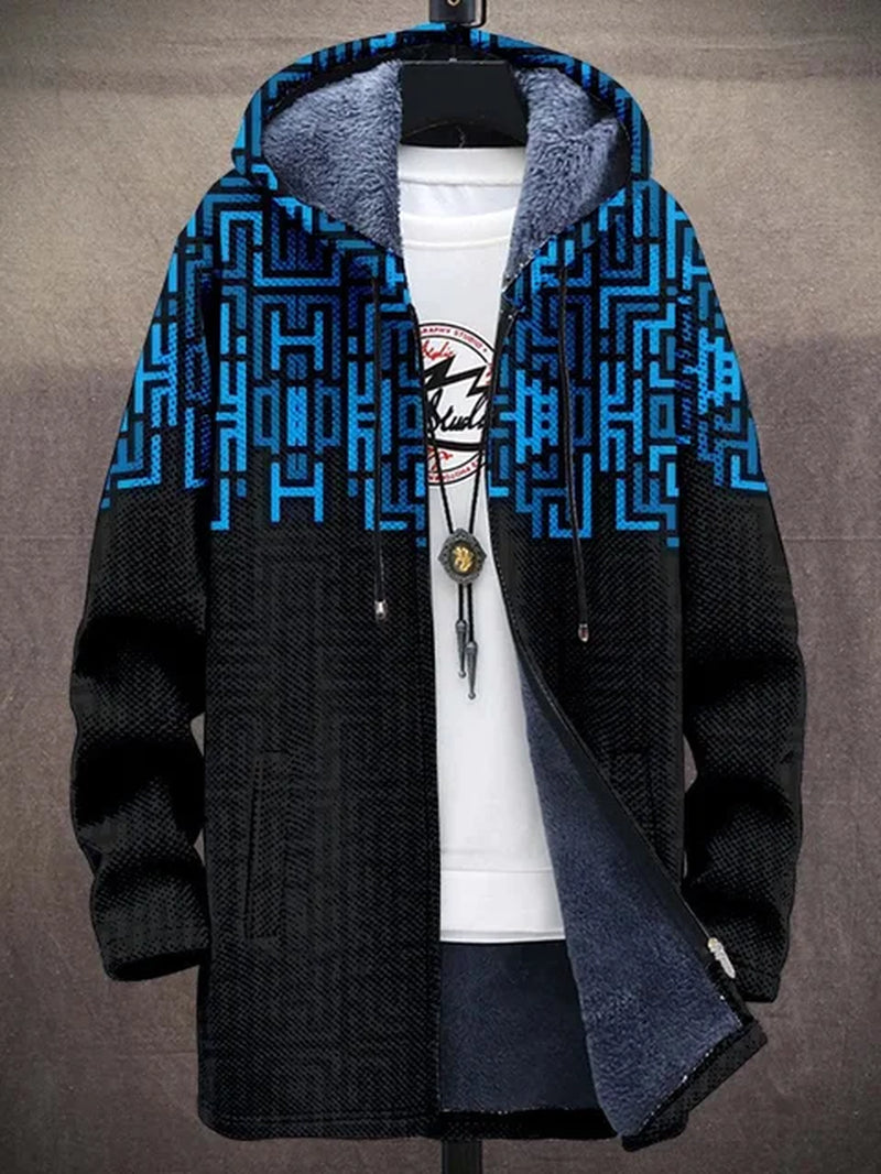 Men'S Coat Zipper Shirt Autumn and Winter Warm Sports Ski Street Casual Jacket 2023 New Warm Fashion Retro Graffiti