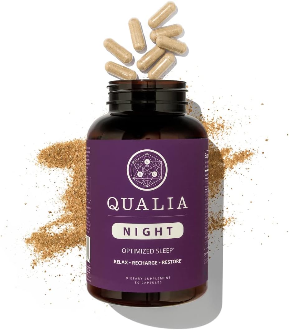 Qualia Night Sleep Aid | Non-Habit Forming | Science-Backed Supplement for Deep Refreshing Sleep | Melatonin-Free, Vegan, Non-Gmo, Gluten-Free