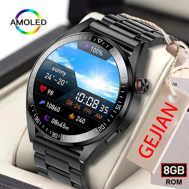 The New ZenWatch Watch 454*454 AMOLED Curved 46cm Screen, Built-In Microphone and HD Speakers, Always On Display, 8GB Local Music, With Bluetooth Earphones Compatibility