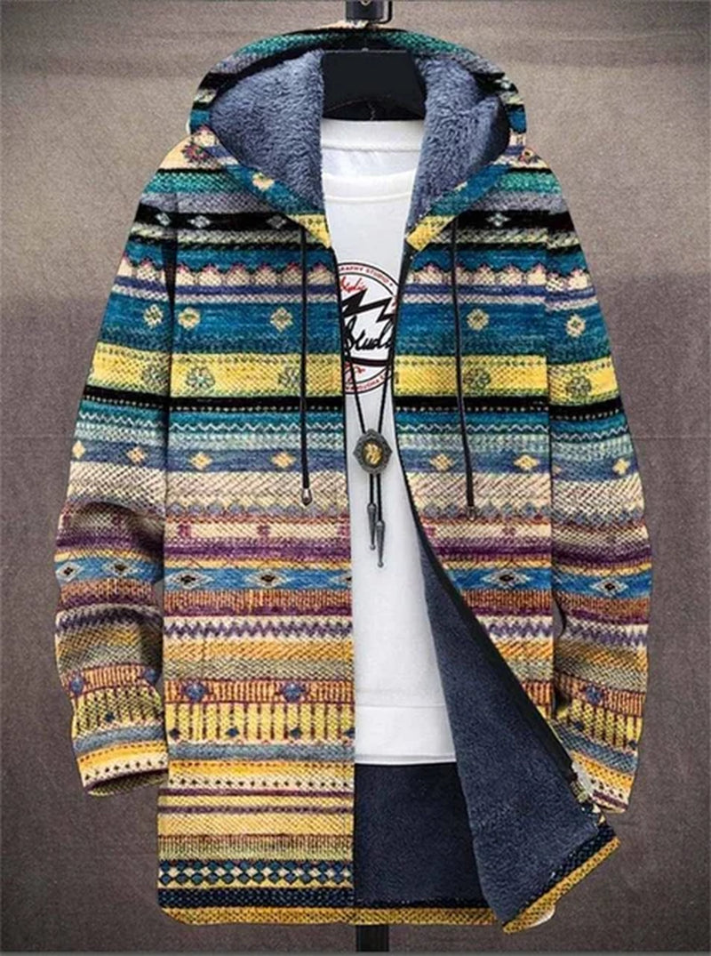 Men'S Coat Zipper Shirt Autumn and Winter Warm Sports Ski Street Casual Jacket 2023 New Warm Fashion Retro Graffiti